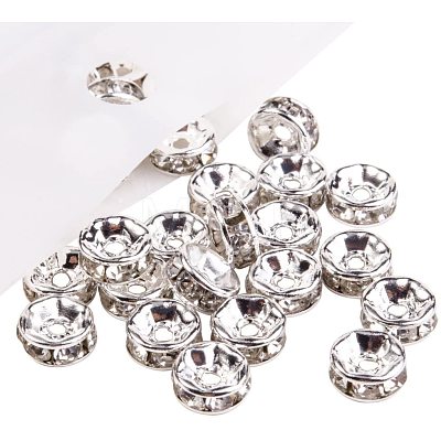 Silver Plated Brass Middle East Rhinestone Spacer Beads RB-PH0001-07S-NF-1