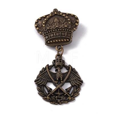 Crown & Eagle Zinc Alloy Pendant Lapel Pin JEWB-WH0028-05D-1