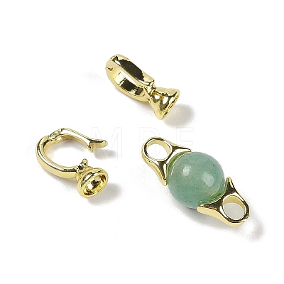 Natural Green Aventurine with Brass Fold Over Clasps G-G141-03G-10-1