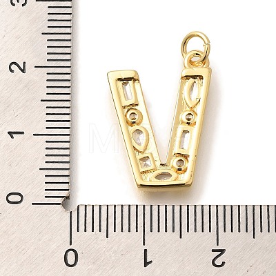 Brass Micro Pave Clear Cubic Zirconia Pendants KK-G521-01G-V-1