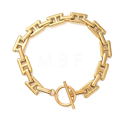 304 Stainless Steel H Link Chain Bracelets with OT Clasps SA-CBAC0E7-01G-1