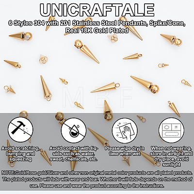 30Pcs 6 Styles 304 with 201 Stainless Steel Pendants FIND-UN0004-30-1
