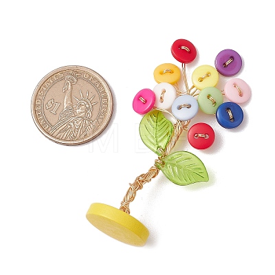 Resin Button Tree of Life Decorations AJEW-JF03414-01-1