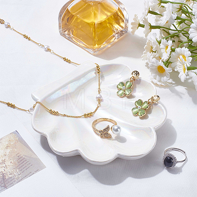 Shell Shaped Porcelain Jewelry Storage Display Trays for Rings AJEW-SP0006-06B-01-1