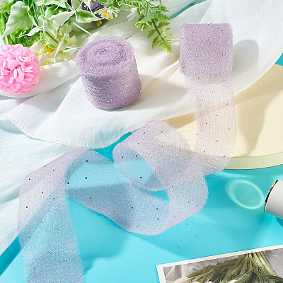 2Rolls Polyester Hot-fix Rhinestone Raw Edges Ribbon OCOR-TA0003-95C-1