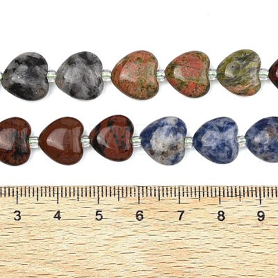 Gradient Color Natural  Labradorite & Mahogany Obsidian & Blue Spot Jasper & Unakite Beads Strands G-B185-A14-1