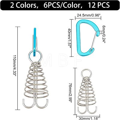 SUPERFINDINGS 12Pcs 2 Colors Aluminium Alloy Tent Rope Tensioners FIND-FH0001-99-1