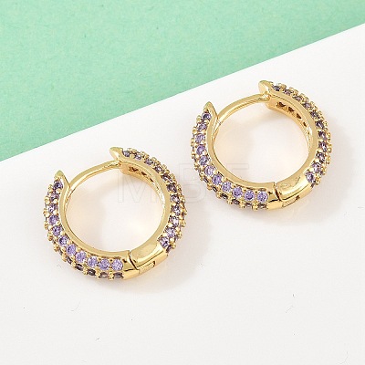 Brass Cubic Zirconia Hoop Earrings EJEW-A156-05G-1