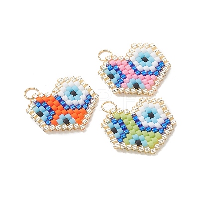 Glass Seed Beaded Pendants PALLOY-MZ01281-1