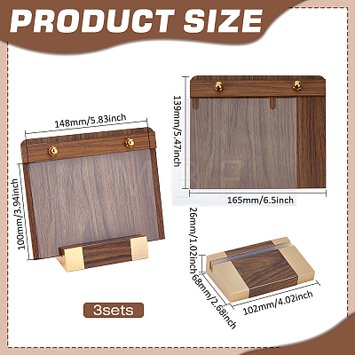 Walnut Wood & Acrylic A6 Table Sign Holder AJEW-WH0696-757-1
