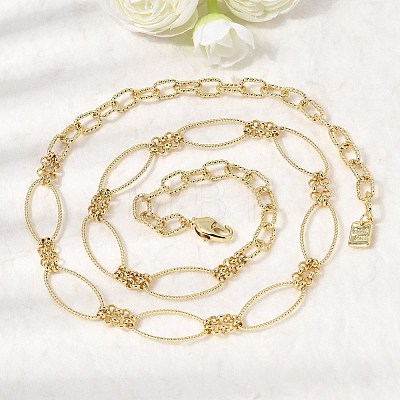 Brass Horse Eye Link Chain Necklaces NJEW-L013-15G-1