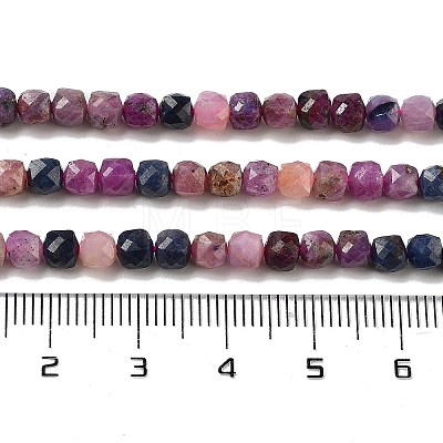 Natural Red Corundum/Ruby and Sapphire Beads Strands G-B088-E13-04-1