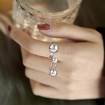 925 Sterling Silver Round Ball Open Cuff Ring for Women JR910B-1