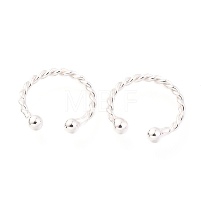 Rhodium Plated 925 Sterling Silver Cuff Earrings EJEW-H124-10P-1