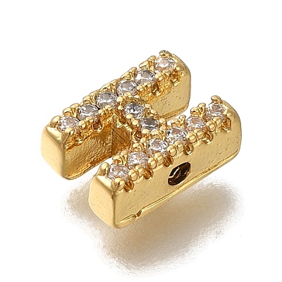 Rack Plating Brass Micro Pave Clear Cubic Zirconia Beads KK-G500-30G-H-1