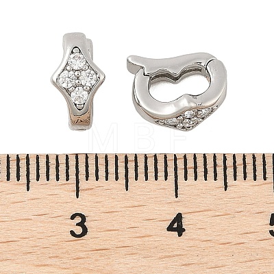 Brass Micro Pave Clear Cubic Zirconia Fold Over Clasps KK-U056-10P-1