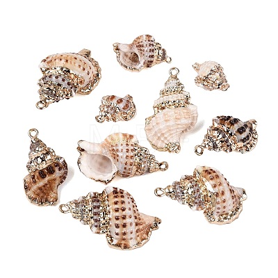 Electroplate Natural Spiral Shell Pendants SSHEL-Q100-40G-1