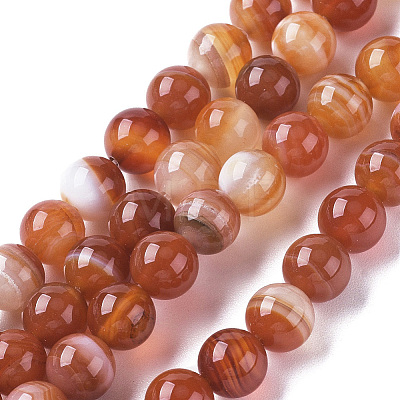 Natural Striped Agate/Banded Agate Beads X1-G-G582-8mm-59-1