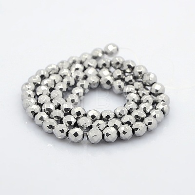 Faceted Round Non-magnetic Synthetic Hematite Beads Strands G-P061-59-1