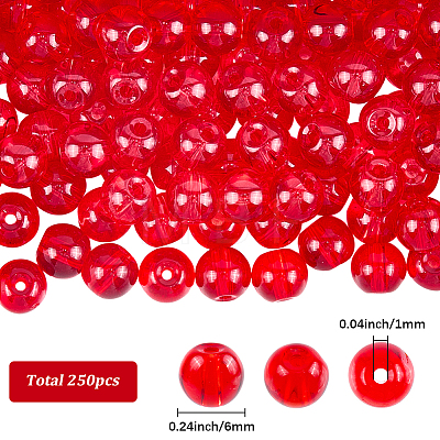 250Pcs Glass Round Beads GLAA-SP0001-49A-1