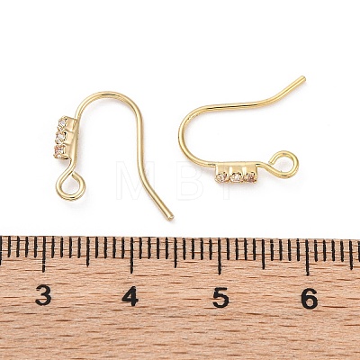 Brass Micro Pave Clear Cubic Zirconia Earring Hooks KK-Z084-10G-1