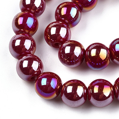 Electroplate Opaque Glass Beads Strands GLAA-T032-P8mm-AB05-1