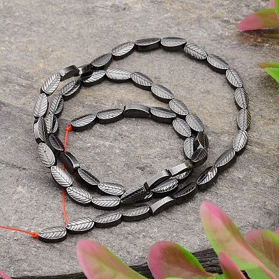 Electroplated Leaf Non-magnetic Synthetic Hematite Bead Strands G-E295-15-1