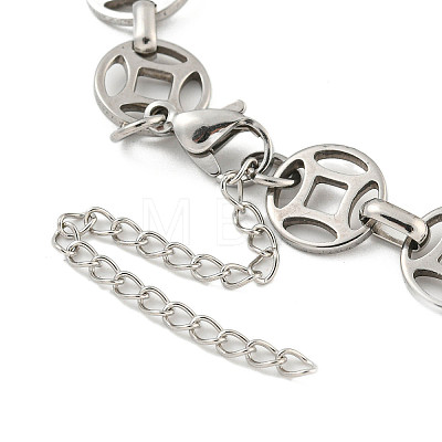 304 Stainless Steel Coin Link Chains Bracelets for Men & Women BJEW-D042-10P-1