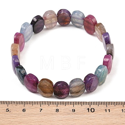 Dyed & Heated Natural Agate Oval Beaded Stretch Bracelet G-E010-01-19-1