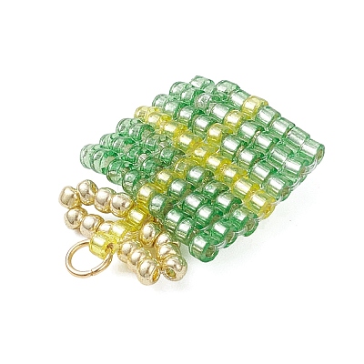 Glass Seed Beaded Christmas Gift Pendants PALLOY-MZ00899-02-1