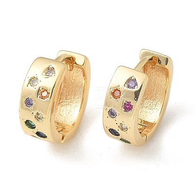 Brass Micro Pave Cubic Zirconia Hoop Earrings EJEW-H152-01D-G-1