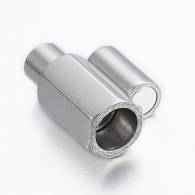 Smooth 304 Stainless Steel Magnetic Clasps with Glue-in Ends STAS-H402-63P-3mm-1