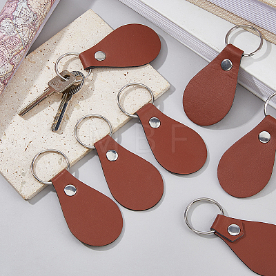 16Pcs Teardrop PU Leather Keychains KEYC-DC0001-47B-1