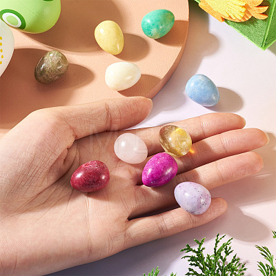 10Pcs Natural & Synthetic Gemstone Egg Display Decorations G-TA0003-43-1