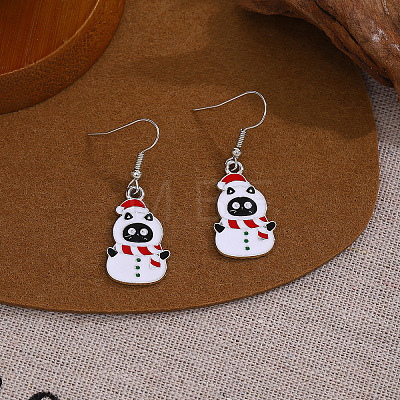 Christmas Theme Alloy Enamel Dangle Earrings FS-WGBB05F-02-1