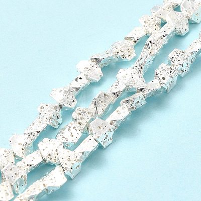 Electroplated Natural Lava Rock Beads Strands G-G984-13S-1