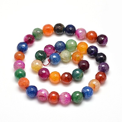 Dyed Natural Agate Faceted Round Beads Strands X-G-E268-34-1