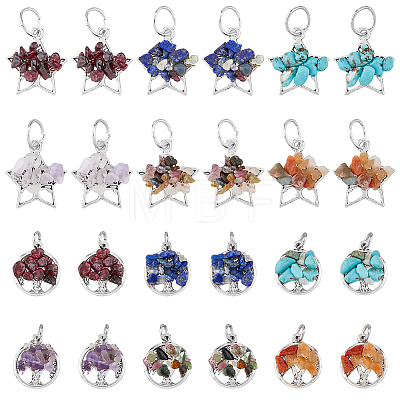 8 Sets 2 Styles Mixed Stone Chip Pendants FIND-FH0007-47-1