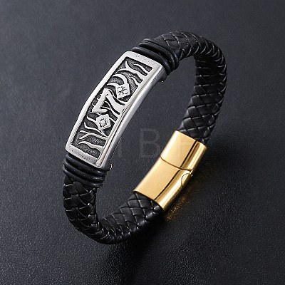 Punk Braided PU Leather Cord Bracelets LD8798-2-1
