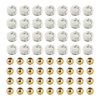 50Pcs Natural Howlite Beads G-TAD0001-09-1