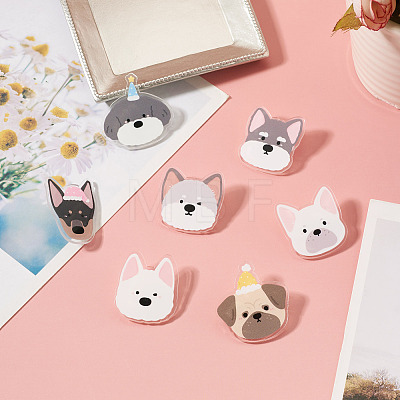 7Pcs 7 Colors Cartoon Dog Acrylic Brooch JEWB-TA0001-37-1