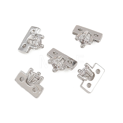 Brass Pave Clear Cubic Zirconia Spacer Bars KK-H538-09P-1