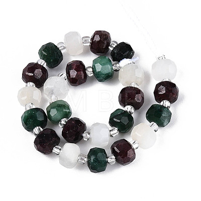 Natural Fuchsite & Garnet & White Moonstone Beads Strands G-T144-20A-01-1