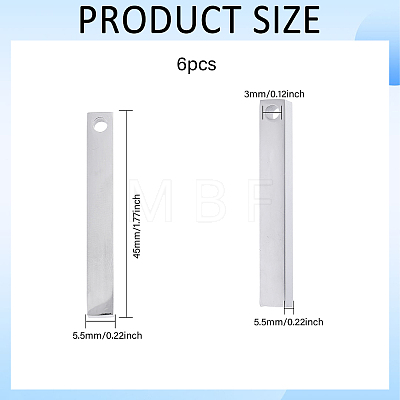 6Pcs Stainless Steel Pendants STAS-BC0003-98B-1