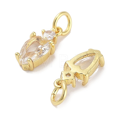 Brass Micro Pave Cubic Zirconia Charms KK-C051-09G-04-1