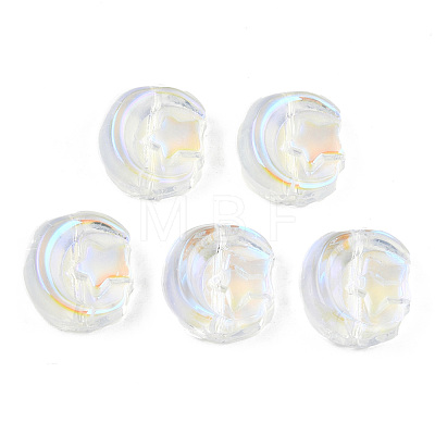 Electroplate Transparent  Glass Beads GLAA-N035-036-K01-1