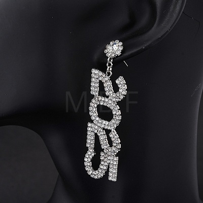 Brass Rhinestone Stud Earrings EJEW-Q012-01P-1