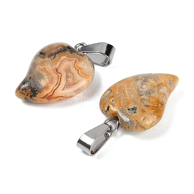 Natural Crazy Agate Heart Pendants G-H073-03P-13-1