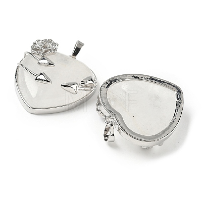 Natural Quartz Crystal Heart Pendants G-S391-01P-K-1