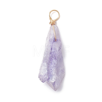 Electroplated Natural Quartz Crystal Dyed Pendants PALLOY-JF02325-02-1